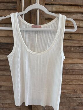 Luxe Cream Ribbed Scoop-Neck Tank